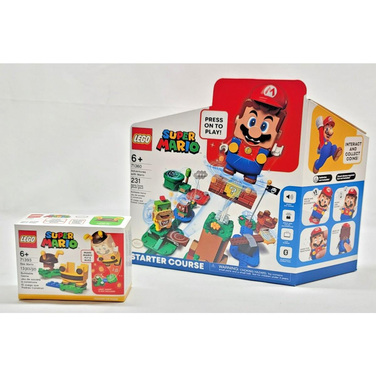 Set of 2 Lego 71360 71393 Adventures w Mario Starter Course Bee Mario 66677