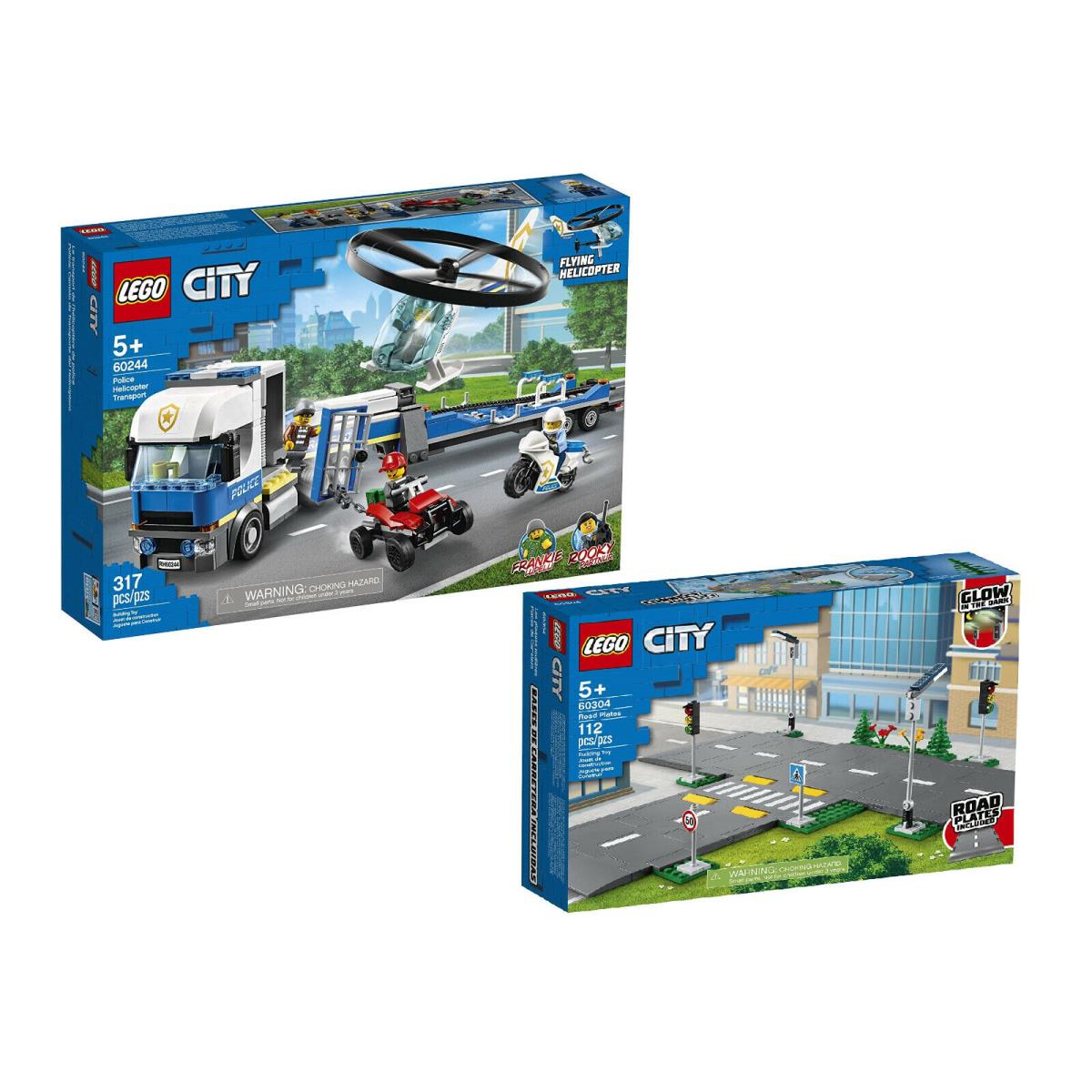 Lego City Building Sets 60244 60304 Police Helicopter Chase with Road Plates