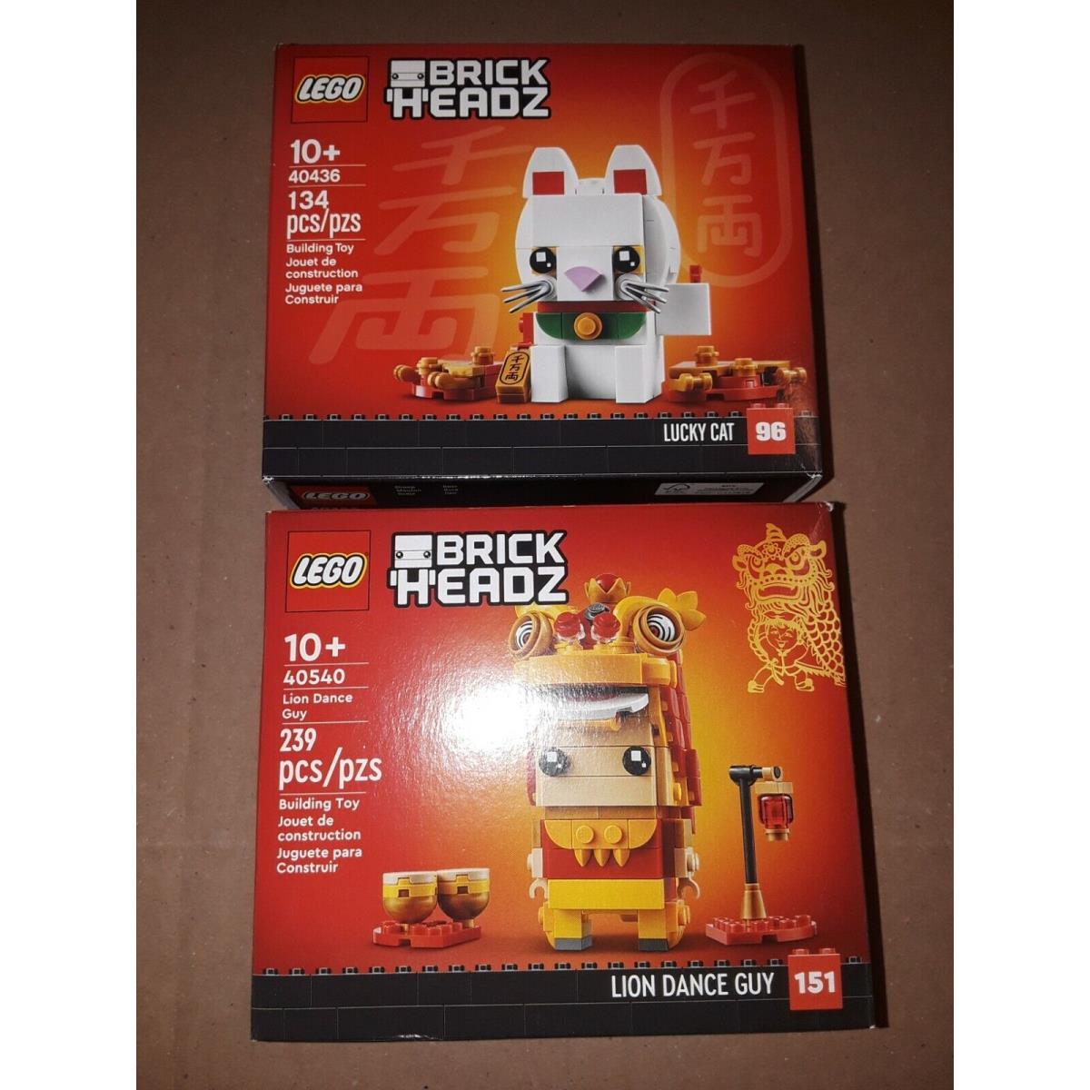 Lego Brickheadz 40436 Lucky Cat 40540 Lion Dance Guy New/sealed/