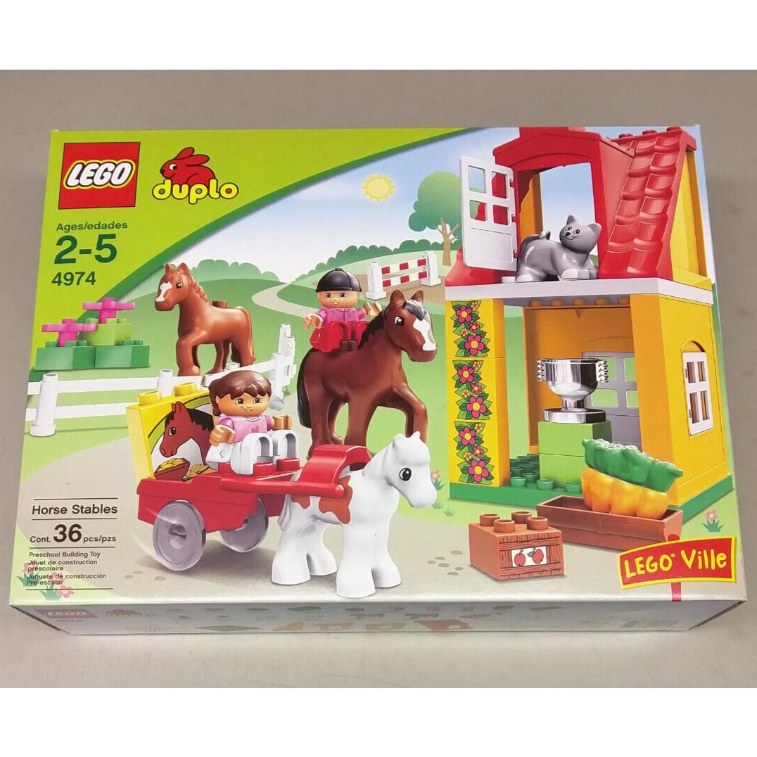 Lego Ville Duplo 4974 Horse Stables Pony Cat Cart Farm Trophy Fence Girls