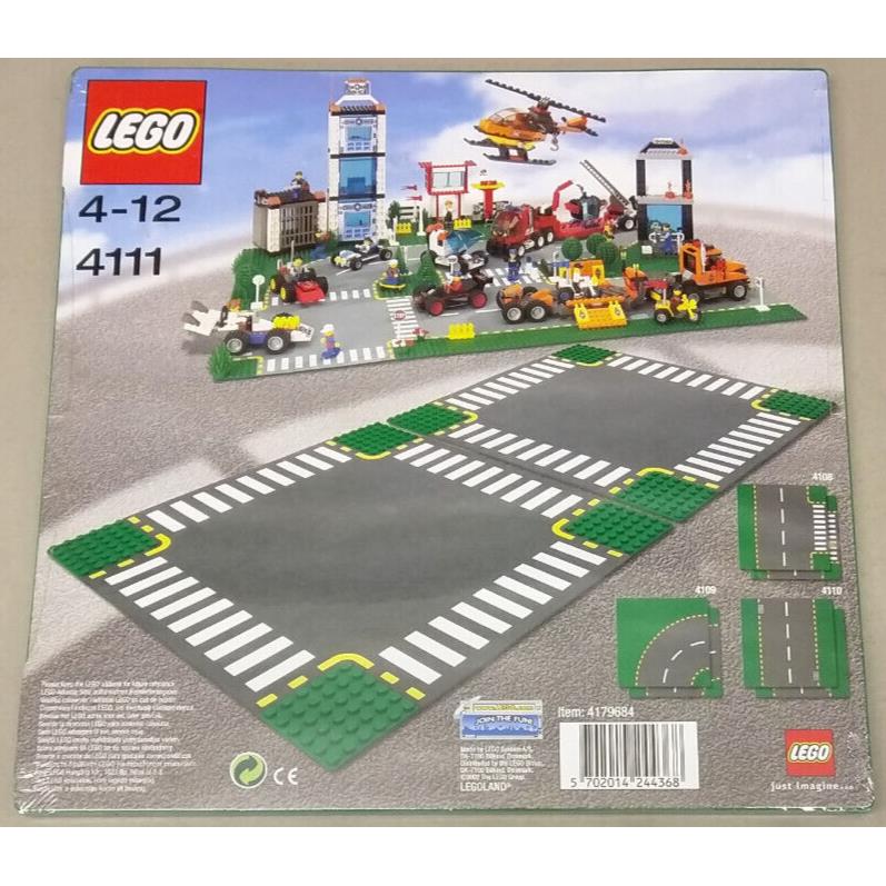 Lego Town City 4111 Cross Road Plates Intersection Baseplate Green 6-Stud