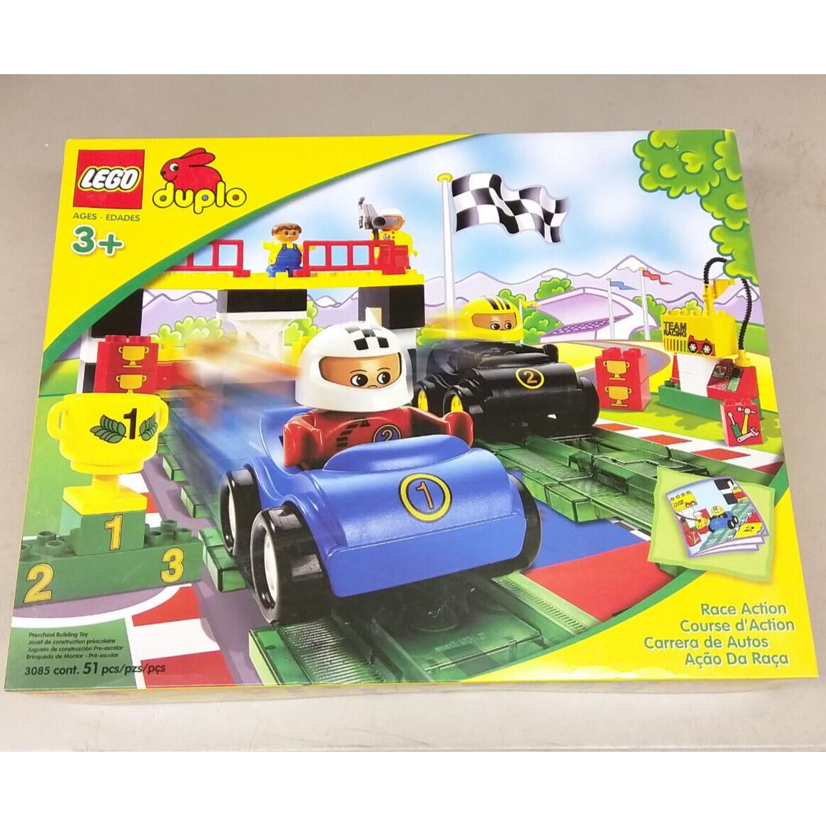 Lego Duplo 3085 Race Action Track Car Driver Pit Fuel Trophy Slammer Mech