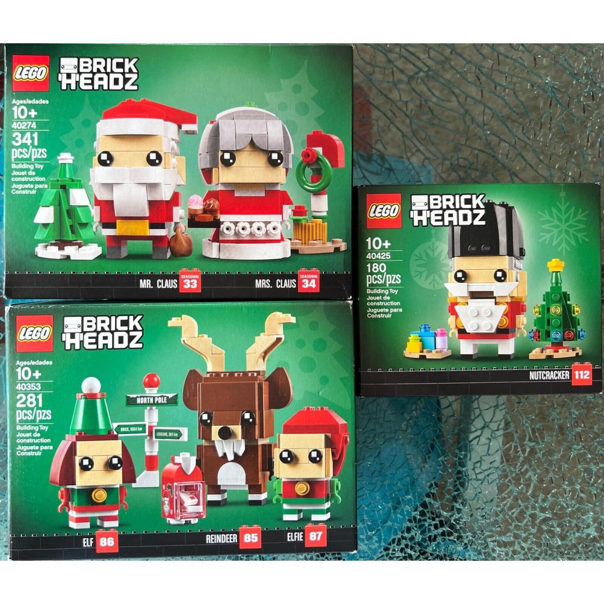 Lego Brickheadz Seasonal Sets:claus 40274 Elfs 40353 Nutcracker 40425