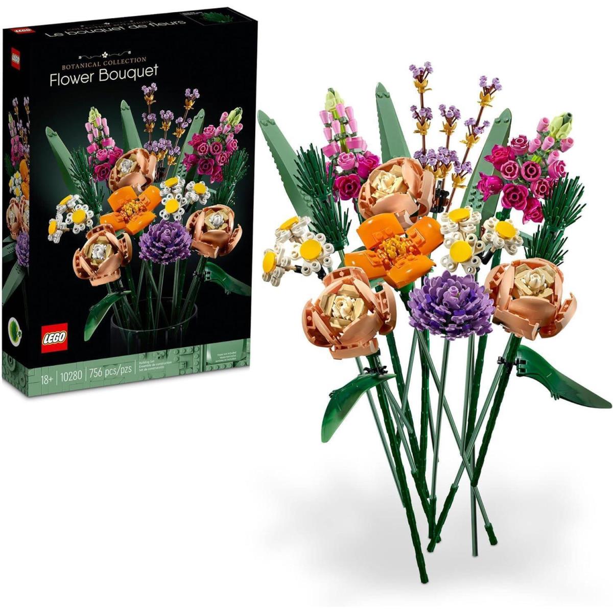 Lego Icons Flower Bouquet Building Decoration Set - Artificial Flowers with Home