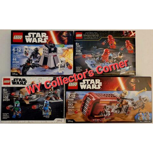 4 Retired Lego Star Wars Sets 75099 Rey`s Speeder 75132 75266 75267