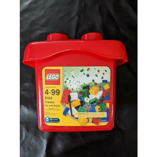 4103 Lego Creator Basic Set Fun with Bricks 200 Pieces Red Bucket