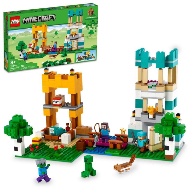 Lego Minecraft The Crafting Box 4.0 21249 Building Toy Set 605 Pieces Gift
