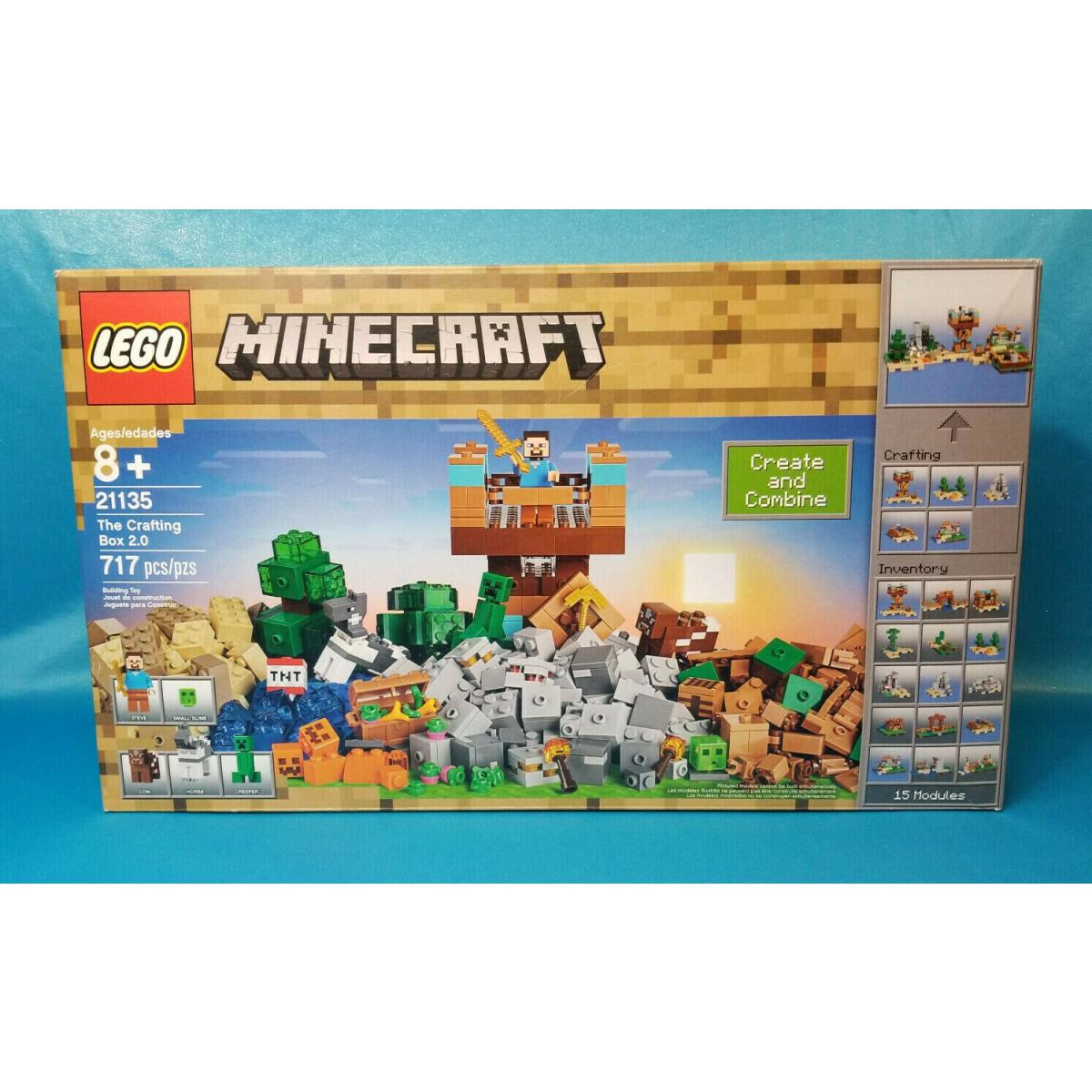 Lego Minecraft 21135 The Crafting Box 2.0 Retired 717 Pieces