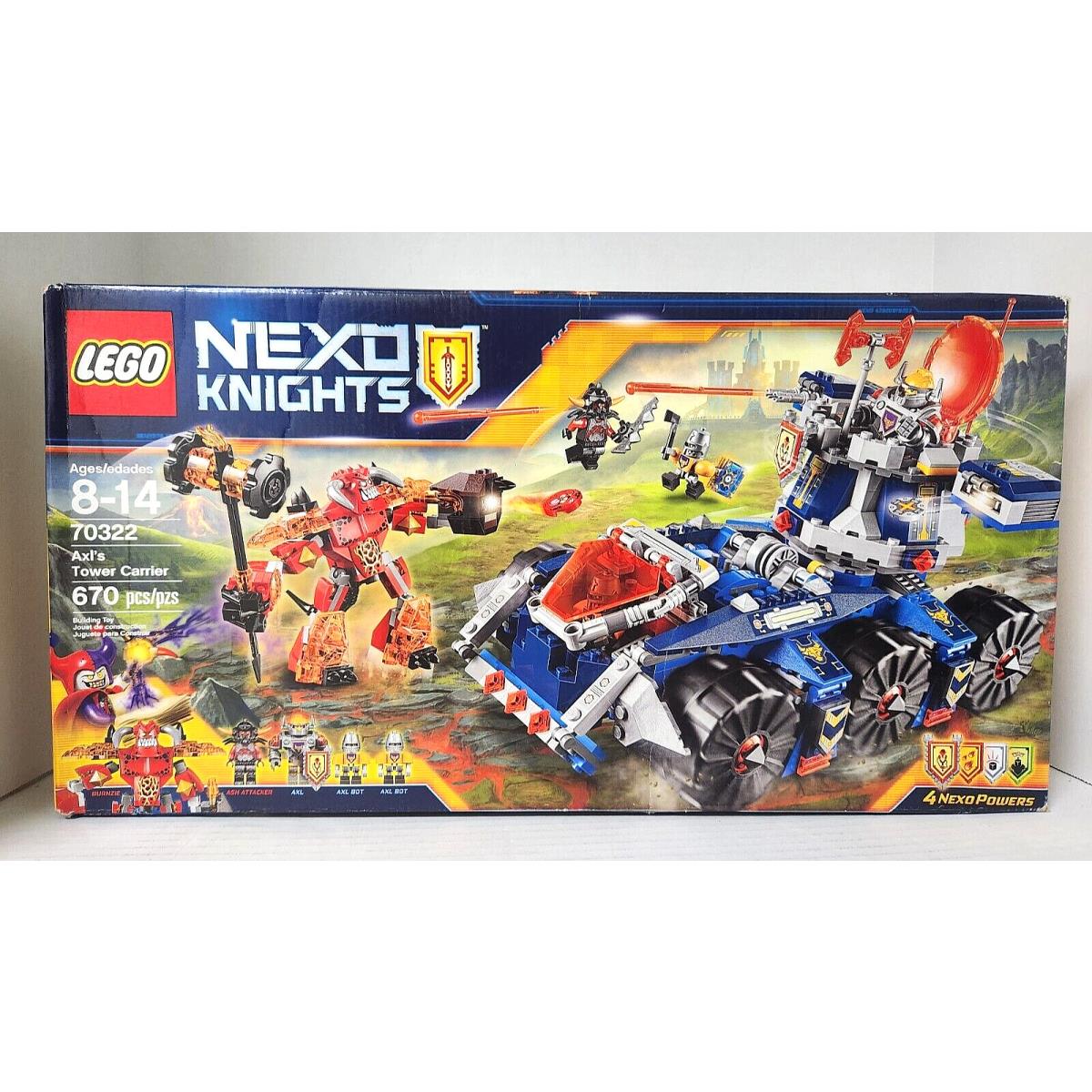 Lego Nexo Knights Axl`s Tower Carrier 670 Piece Building Set 70322