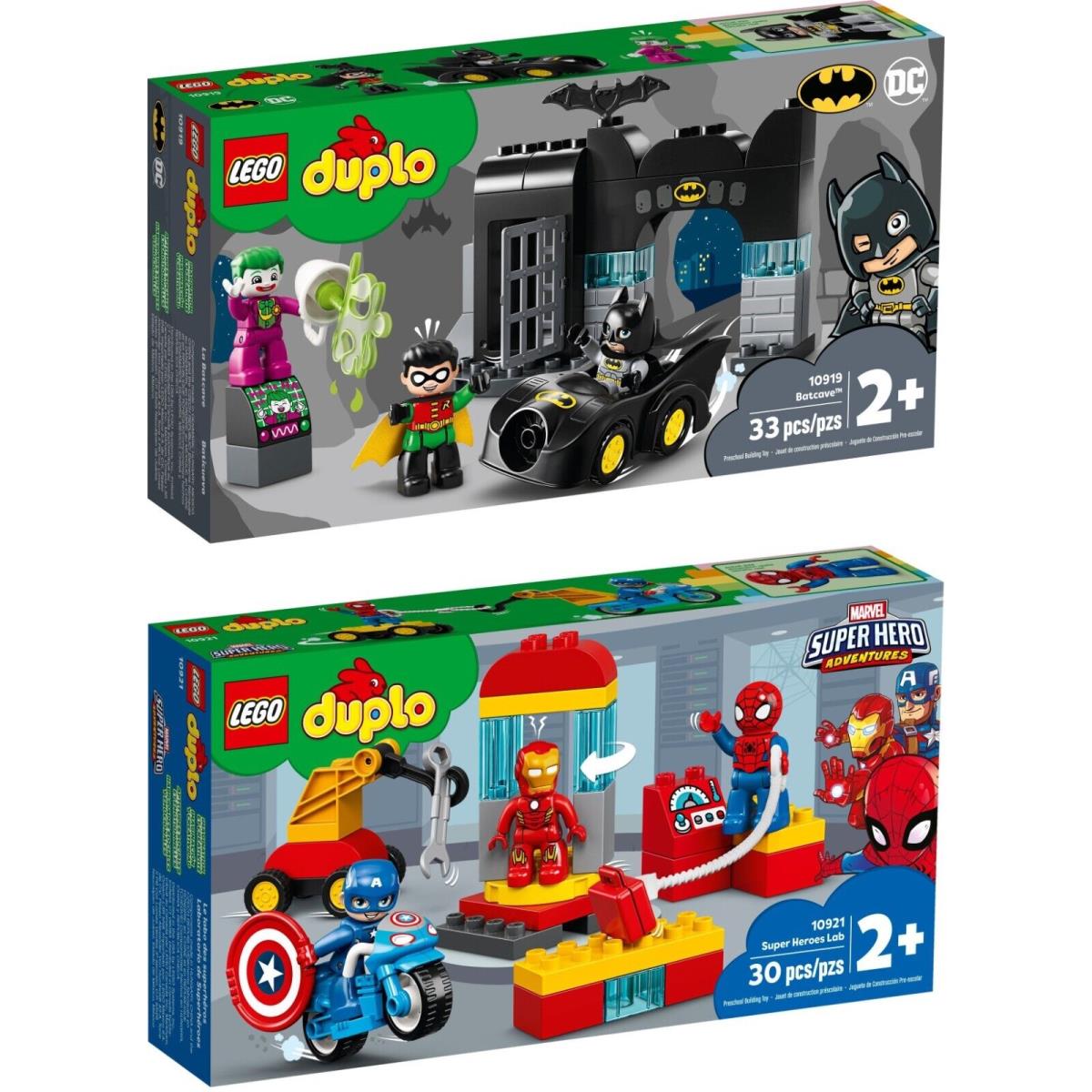 Lego Duplo DC Batcave Set 10919 + Marvel Super Heroes Lab Set 10921