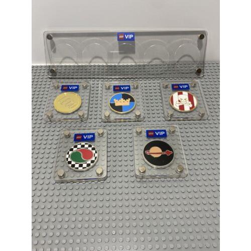 Lego Vip Coin Set-complete-all 5 Coins with 5-Coin Display Case
