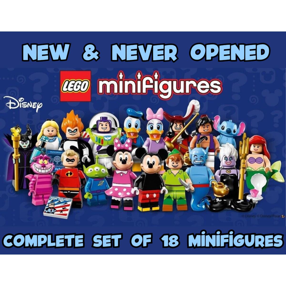 Complete Set of 18 - 71012 Lego Disney Minifigures Series 1 Cmf