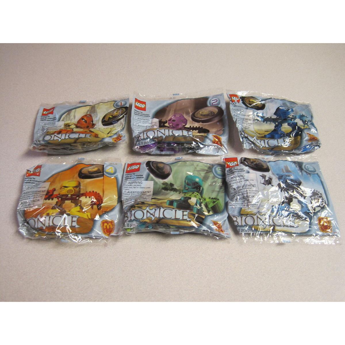 Mcdonalds 2001 Lego Bionicle - Complete Set of 6 - Mint in Package