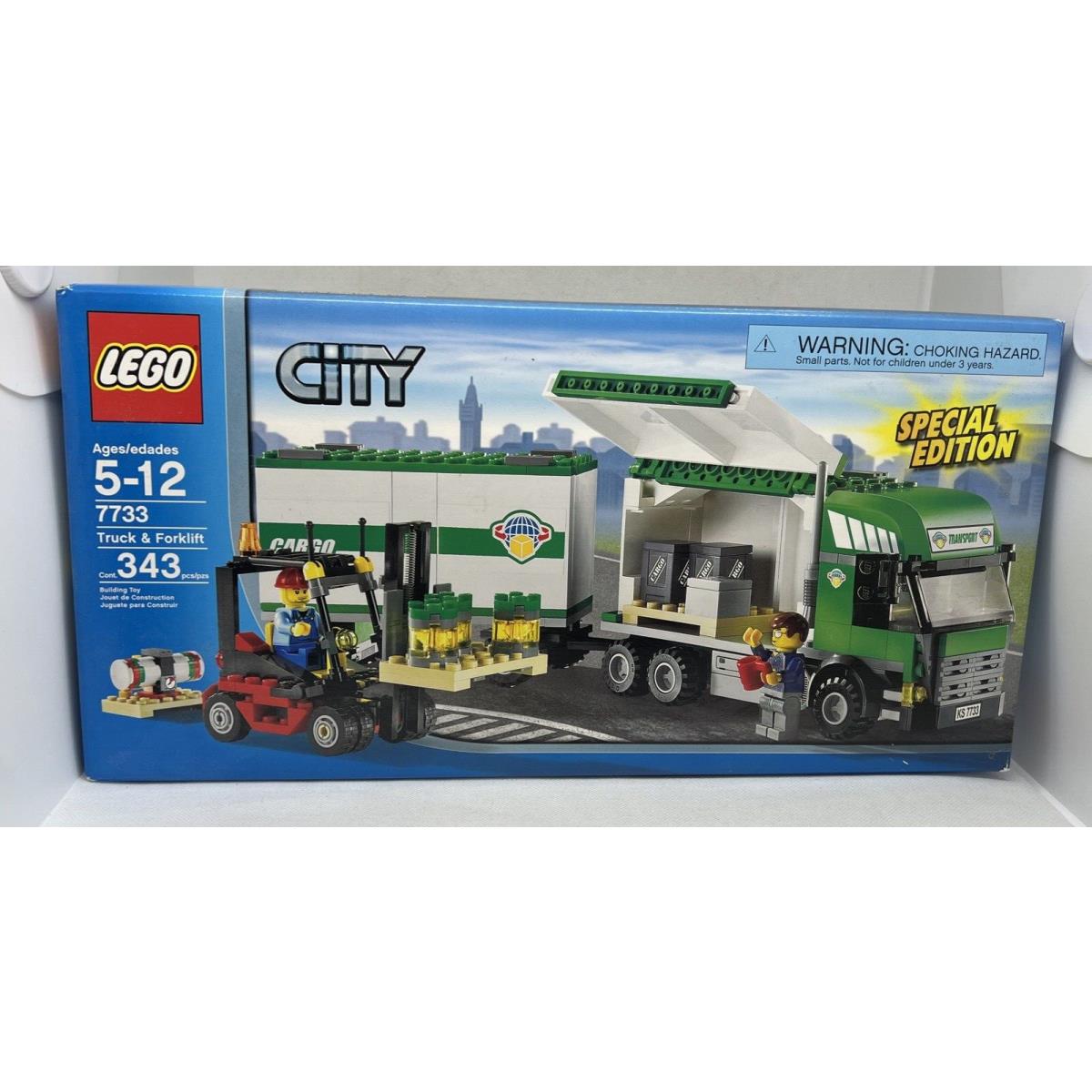2008 Lego 7733 City Truck Forklift with 2 Minifigures