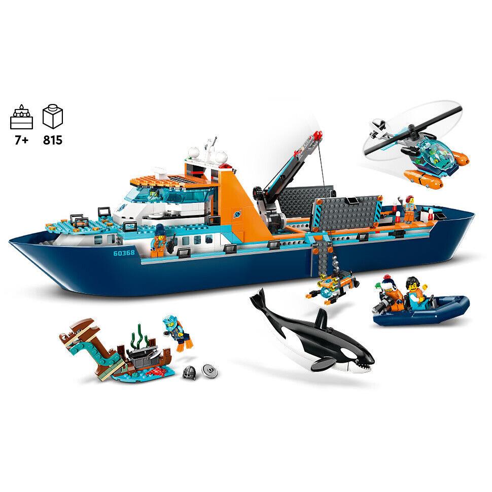 Lego City Arctic Explorer Ship 60368 Building Toy with Floatable Boat Helicopter