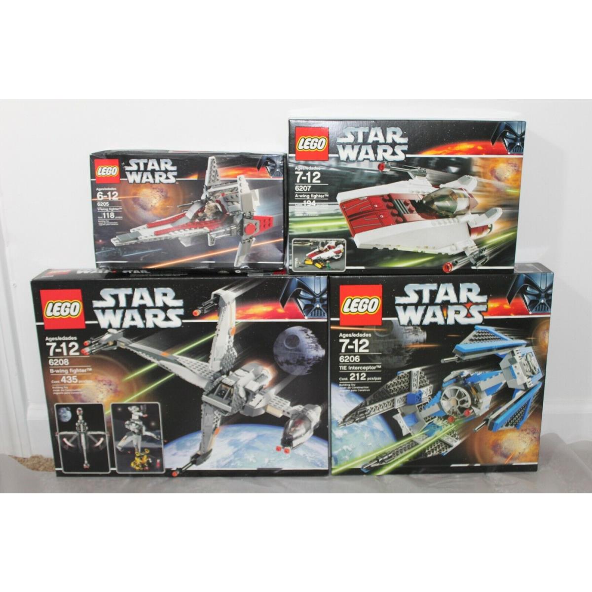 4-SET 2006 Star Wars Lego 6205 6206 6207 6208 Rebel Empire Ships Revenge
