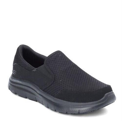 Men`s Skechers Flex Advantage Mcallen SR Work Shoe 77048-BLK Black Fabric Synth