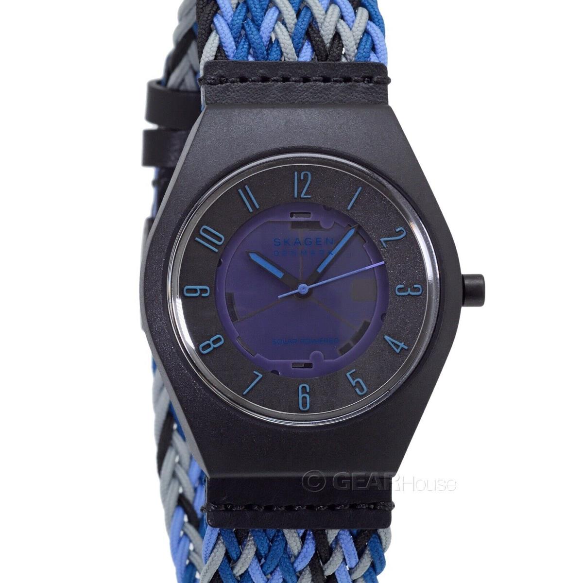 Skagen Samso Series Mens Solar Powered Watch Blue Black Braided Strap Tide Ocean