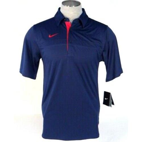 Nike Dri Fit Navy Blue Red Short Sleeve Polo Shirt Men`s