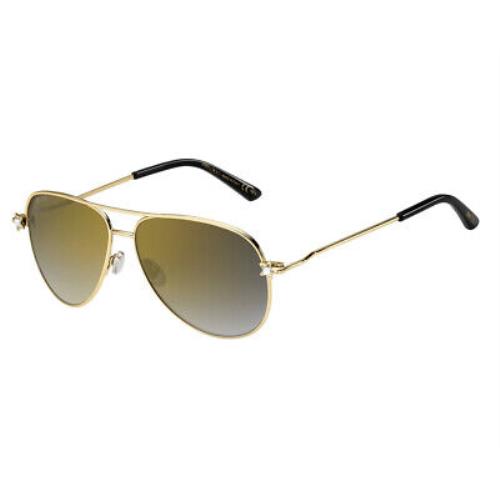 Jimmy Choo Sansa/s J5GFQ Gold Aviator Gray Blue Gradient 58mm Women`s Sunglasses