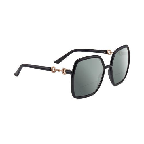 Gucci GG0890S Women`s Polarized Bifocal Sunglasses in Black Gold 55mm 41 Options Grey