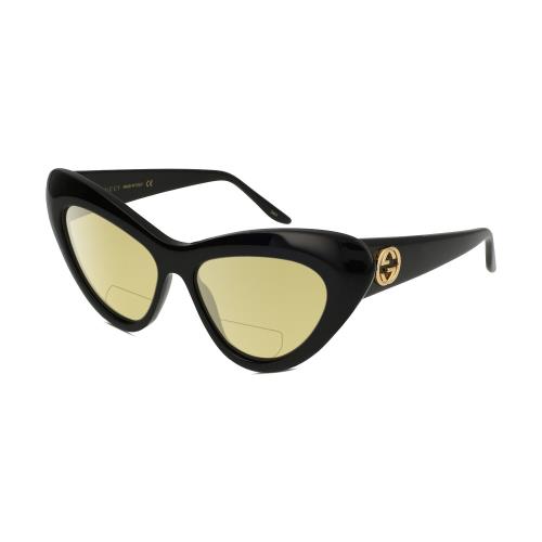 Gucci GG0895S Women Cateye Designer Polarized Bifocal Sunglasses Black Gold 54mm Yellow