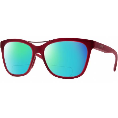 Smith Optics Cavalier-lpa Cat Eye Polarized Bifocal Sunglasses Red Gunmetal 55mm Green Mirror