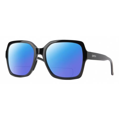 Smith Optics Flare-807 Womens Polarized Bifocal Reading Sunglasses in Black 57mm Blue Mirror