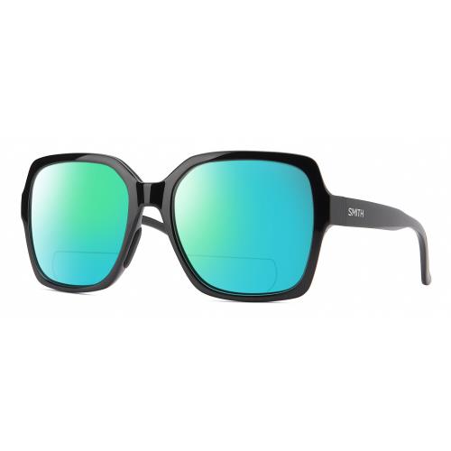 Smith Optics Flare-807 Womens Polarized Bifocal Reading Sunglasses in Black 57mm Green Mirror