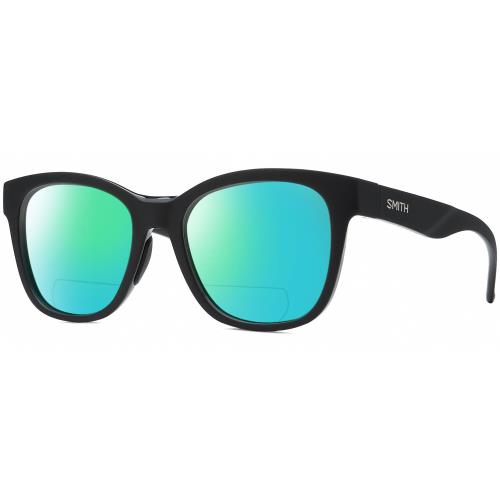 Smith Optics Caper-807 Unisex Polarized Bifocal Reading Sunglasses in Black 53mm Green Mirror