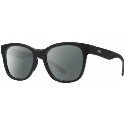 Smith Optics Caper-807 Unisex Polarized Bifocal Reading Sunglasses in Black 53mm Grey