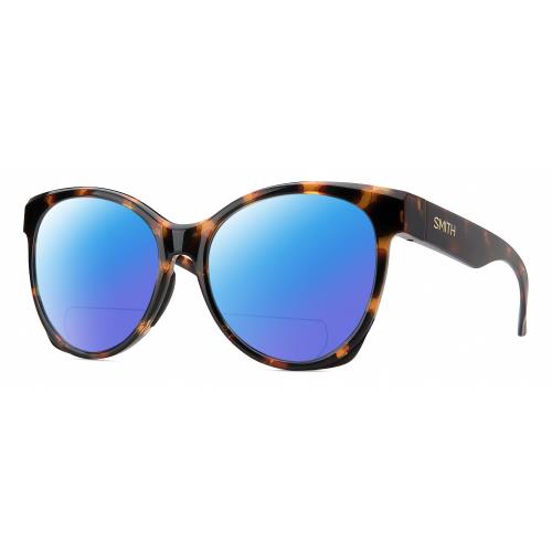 Smith Optics Fairground Womens Polarized Bifocal Sunglasses Tortoise Havana 55mm Blue Mirror