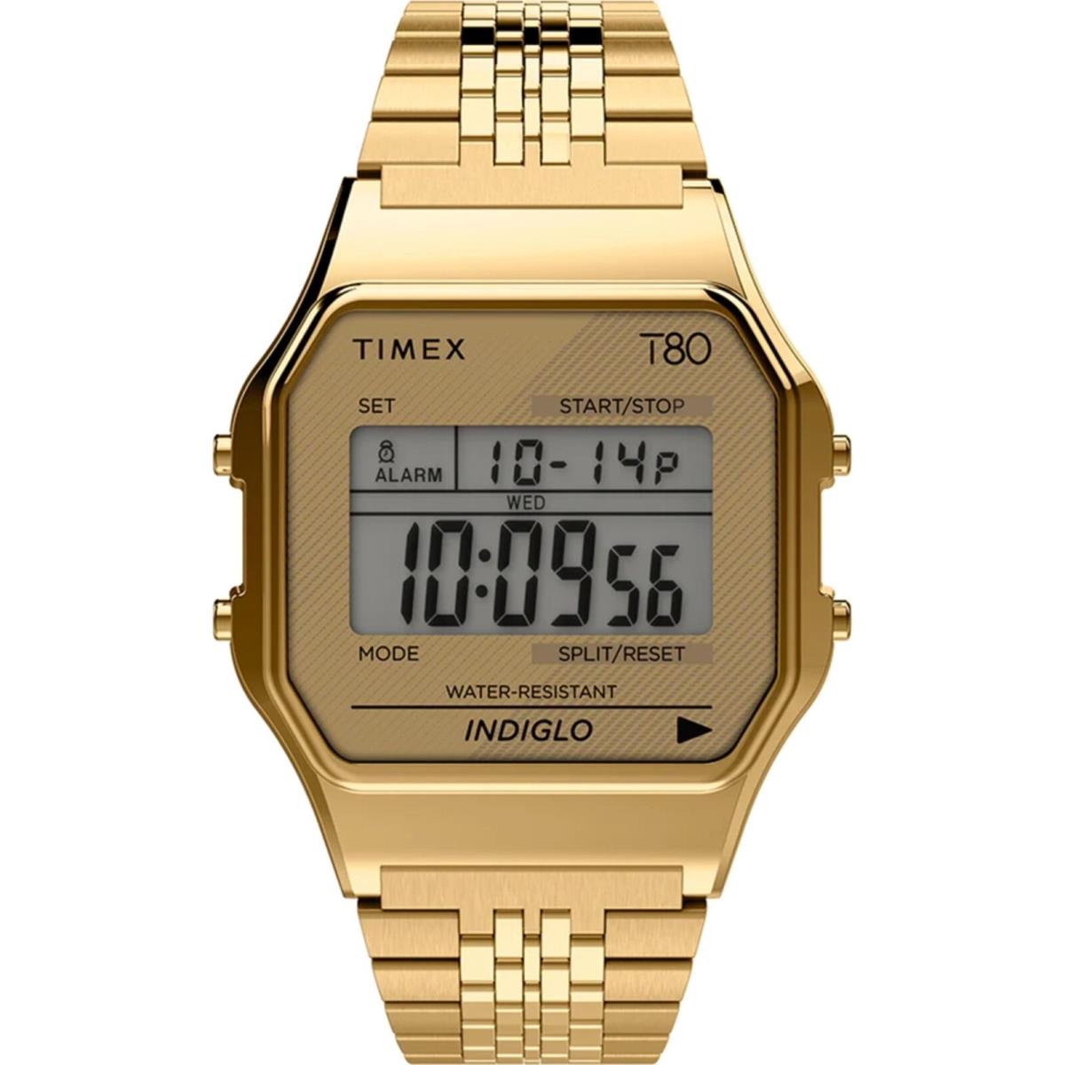 Timex Unisex Watch T80 Yellow Gold Stainless Steel Bracelet Digital TW2R79200