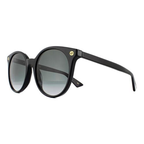 Gucci GG0091S Women`s Round Designer Sunglasses in Black Gold/grey Gradient 52mm