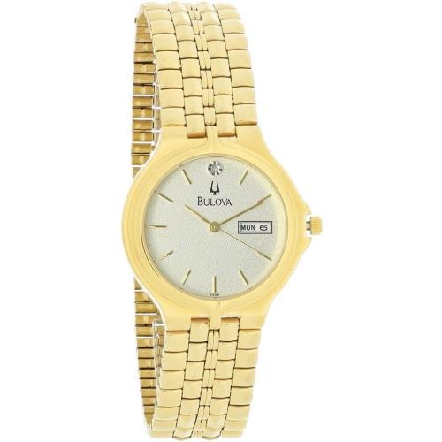 Bulova Diamond Gold Tone Stainless Steel Mans Watch 97D29 W/day/date Display