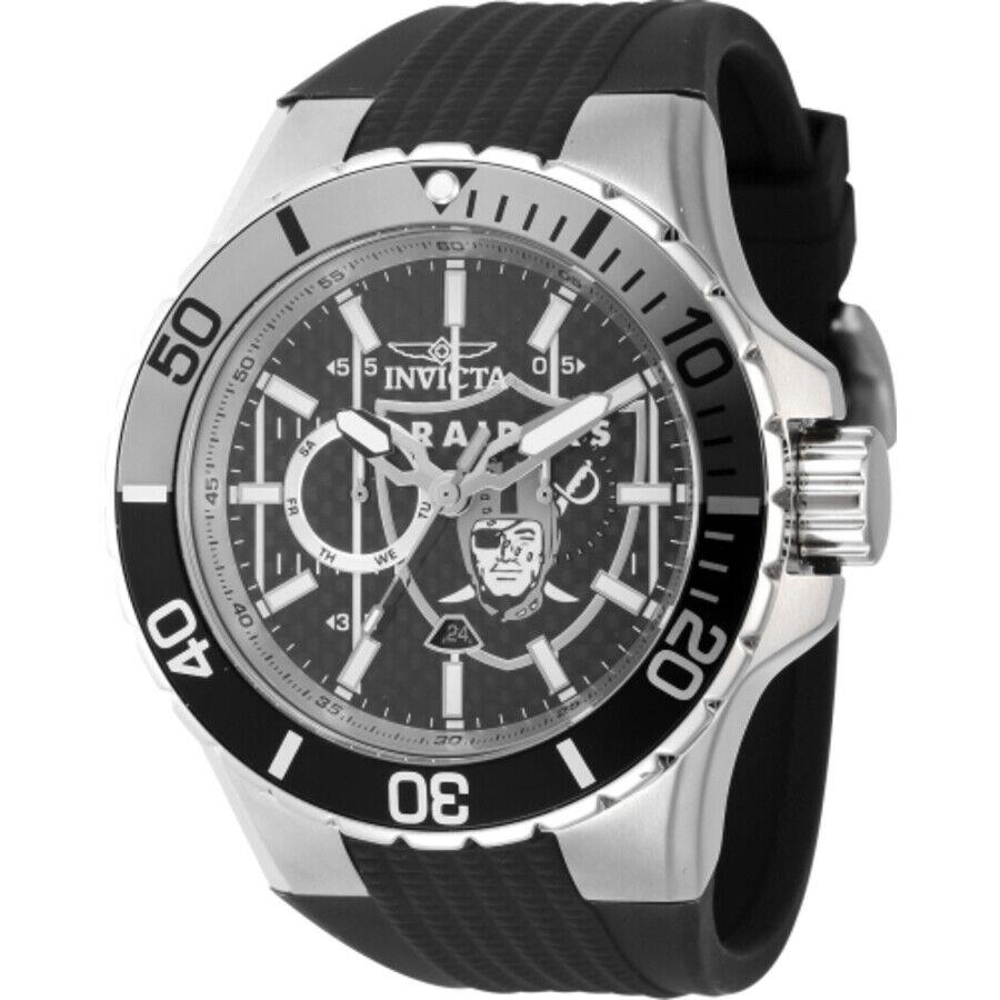 Invicta Nfl Las Vegas Raiders Gmt Quartz Black Dial Men`s Watch 45400