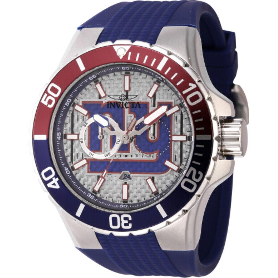 Invicta Nfl York Giants Gmt Quartz White Dial Pepsi Bezel Men`s Watch 45403