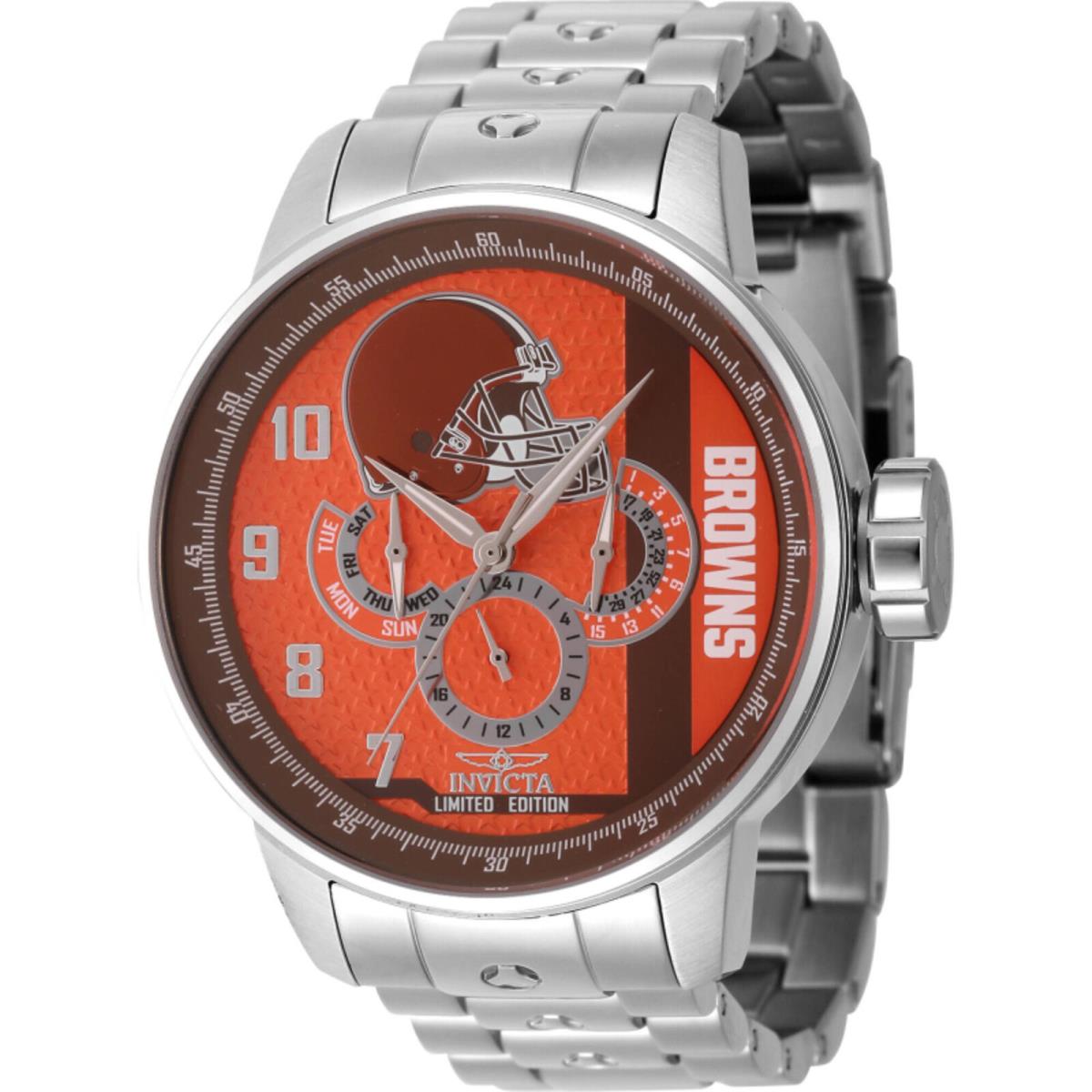 Invicta Men`s Watch Nfl Cleveland Browns Quartz Stainless Steel Bracelet 45138