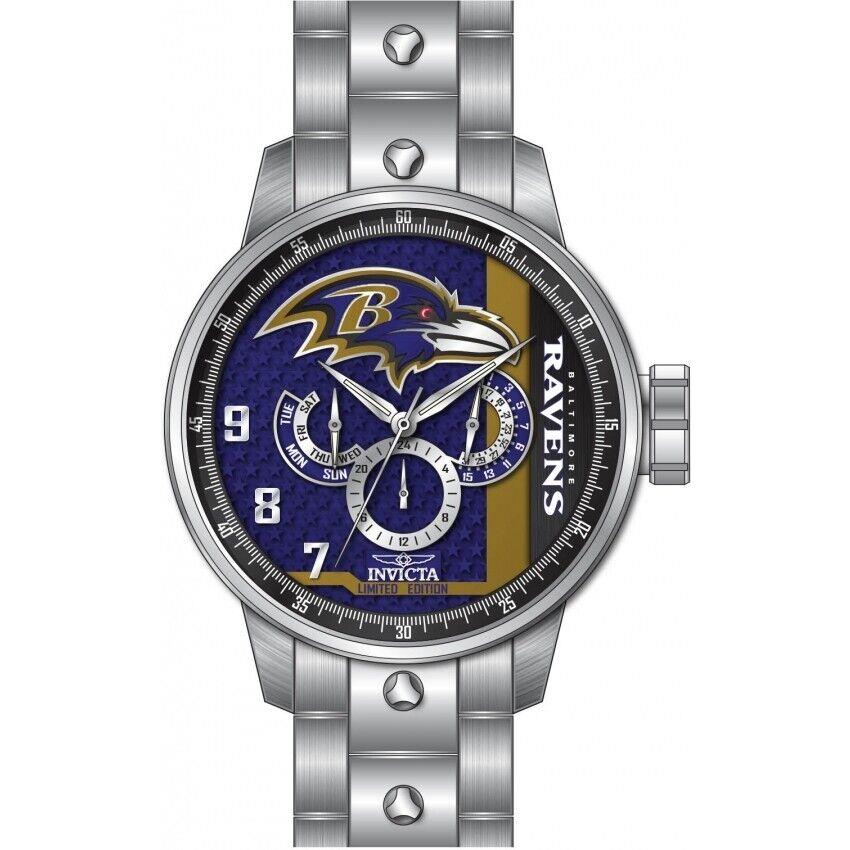 Invicta Men`s Nfl Baltimore Ravens Multicolor Dial 48mm Chronograph Quartz Watch