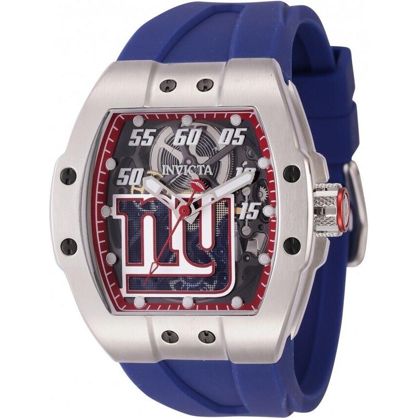 Invicta Men`s Nfl York Giants Transparent Red Dial Automatic Silicone Watch