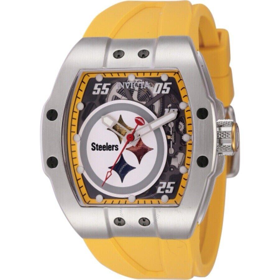 Invicta Mens Nfl Pittsburgh Steelers Automatic S1 Diablo Watch Yellow Silicone