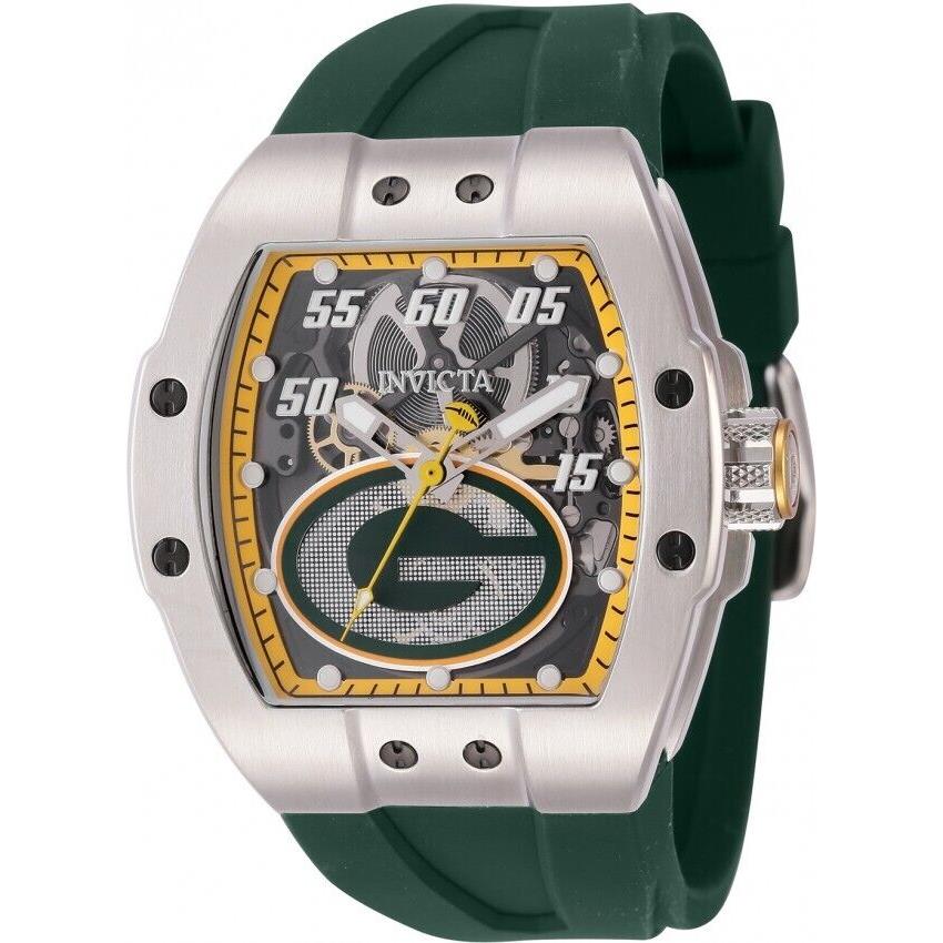 Invicta Men`s Nfl Green Bay Packers Transparent Yellow Dial Automatic 44mm Watch