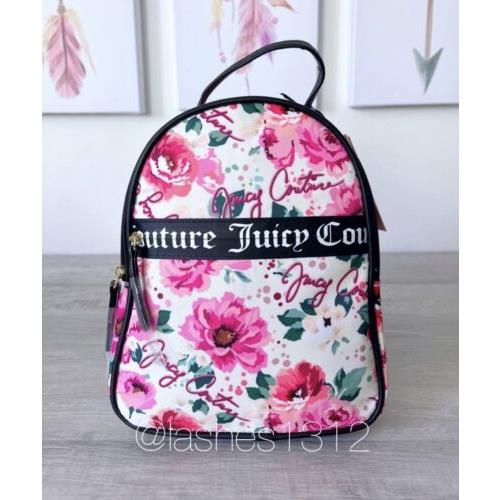 Juicy Couture Purse Our Zips Say It All Backpack Bag - Floral Rose Print