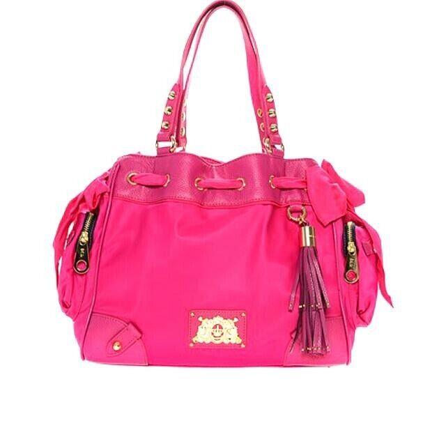 Vintage Juicy Couture Pink Malibu Day Dreamer Ribbon Tote Bag - Handle/Strap: Pink, Hardware: Gold, Exterior: Pink