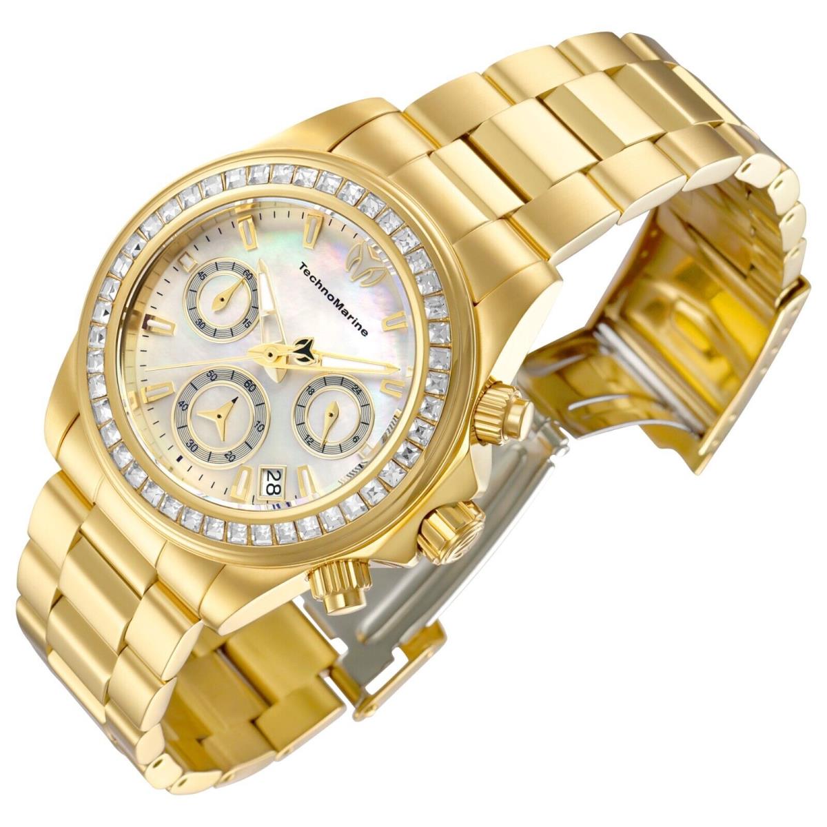 Technomarine Women`s TM-222048 Manta Ray 38mm Gold with White Mother of Pearl - Dial: White, Band: Gold