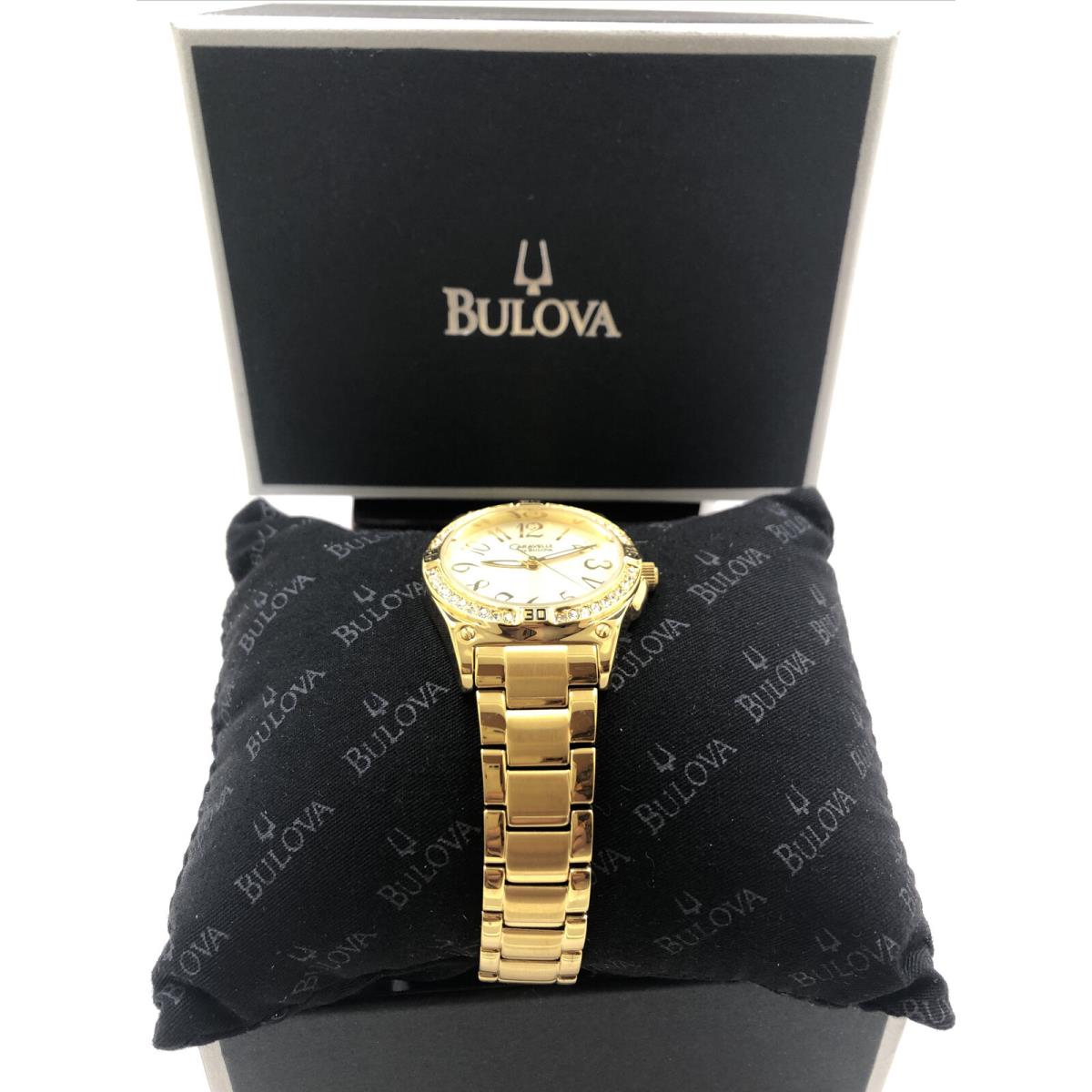 Caravelle by Bulova Women`s Watch Round Analog Gold Tone Clear Stones 44L109