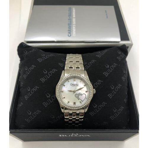 Caravelle by Bulova 43L128 Women`s Watch Round Analog Double Heart M/pearl Dial