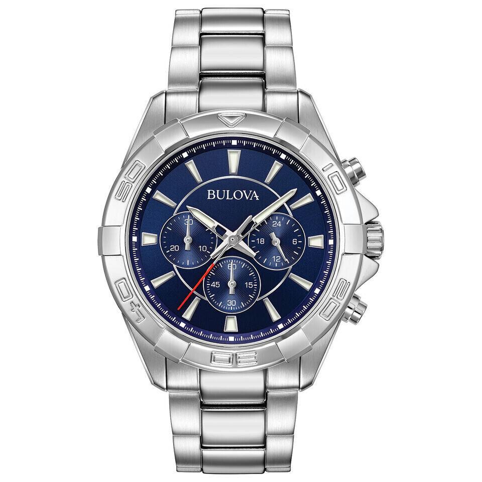 Bulova Men`s Blue Chronograph Stainless Steel Watch 96A215