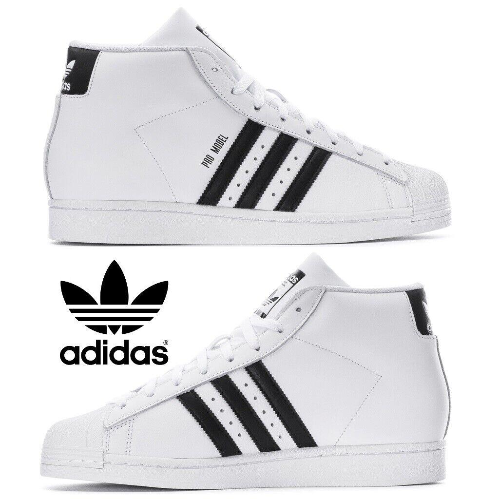 Adidas Originals Pro Model Men`s Sneakers Comfort Casual Shoes High Top - White, Manufacturer: White/Black/White
