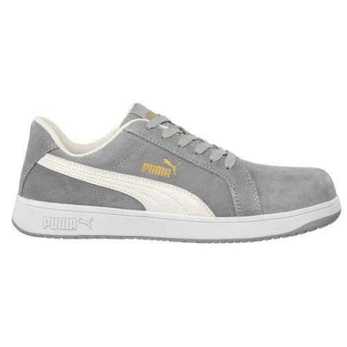 Puma Men`s Iconic Esd Grey Suede Comp Toe Work Shoe Style 640035 - Gray